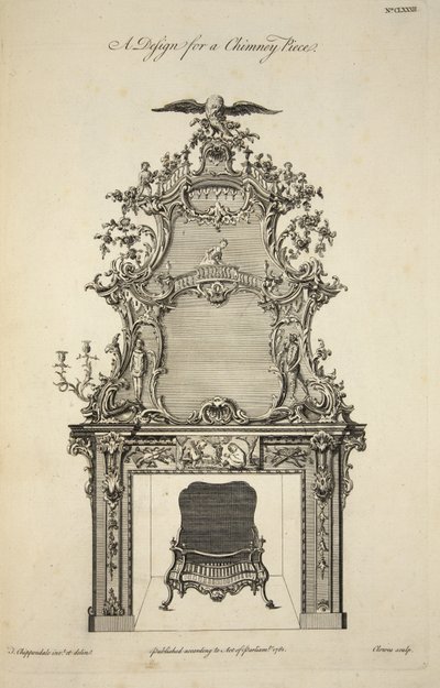 Design for a Chimney Piece, 1761 by Thomas after Chippendale